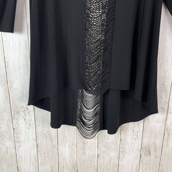 Joseph Ribkoff Black Tunic with Sheer Detail - Picture 3 of 8